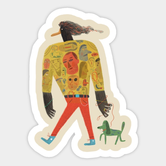 Funny hippie duck Sticker by Luis San Vicente 